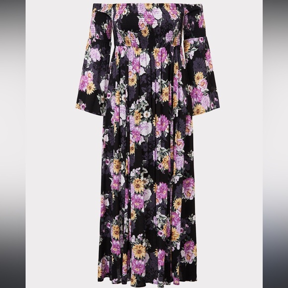 torrid Floral Black Pink Floral Figure Flattering Billowy Skirt Challis Dress 2X - Picture 4 of 16